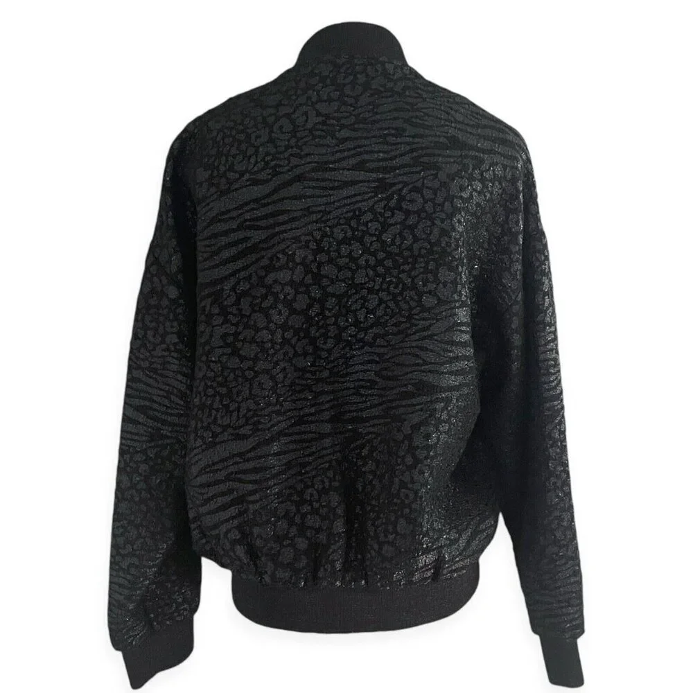 Koton Rachel Araz Jacquard Bomber Jacket Sz L Zip Black Goth Punk Mobwife Turkey